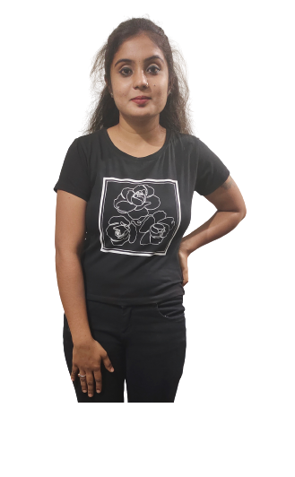 Women Black Crop T-shirt