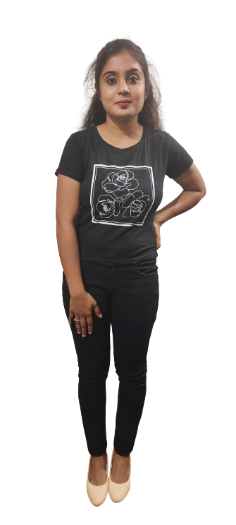Women Black Crop T-shirt