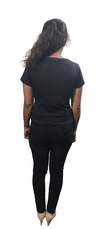 Women Black Crop T-shirt