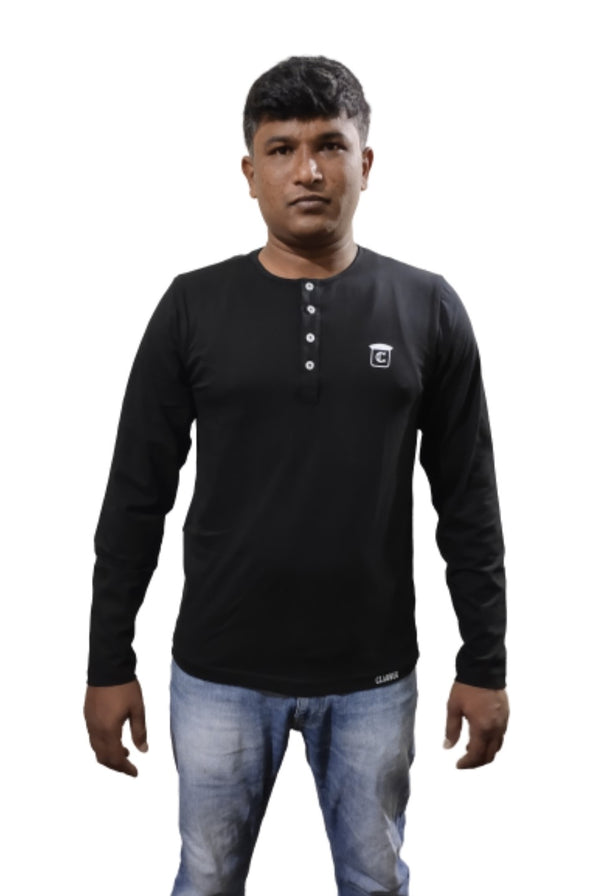 Henley -Black Long sleeve Tshirt